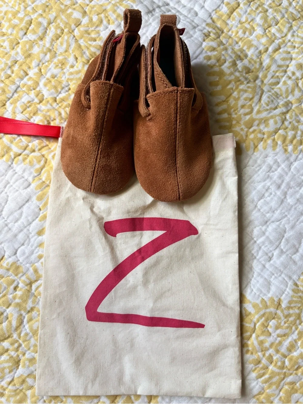 Zutano tan suede moccasin baby shoes